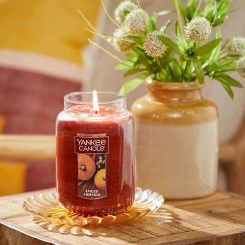 Yankee Candle Scented Candle, Spiced Pumpkin, Original Large Jar Candle, 110-150 Hours of Burn Time, 22 oz.