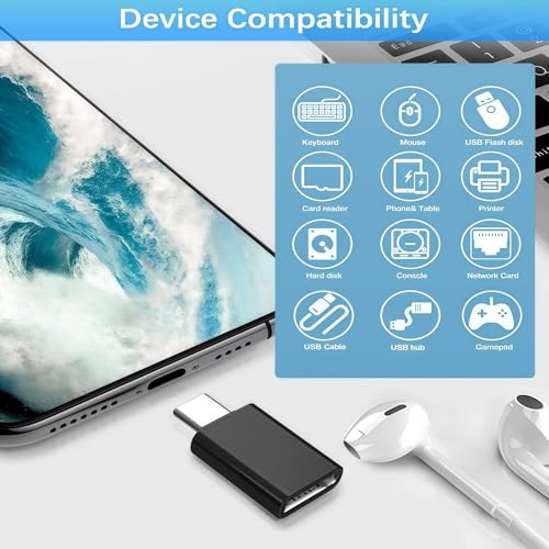 USB C to USB Adapter Combo 6-Pack, 10Gbps,Black | Compatible with iPhone 17/16/15, MacBook & iPad, Samsung Galaxy Compatible, Apple Watch Compatible, Type-C Dual Direction