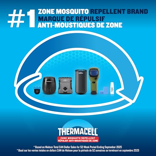Thermacell E-ZoneGuard Mosquito Repellent Refill, 36-Hr, Rechargeable | 20FT (6M) Zone; 36-Hr Refill Cartidges; Rechargeable; Patio Shield; Outdoor Bug Spray Alternative; Scent Free; DEET-Free