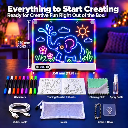 LED Drawing Board for Kids, Light Up Glow Art Kit