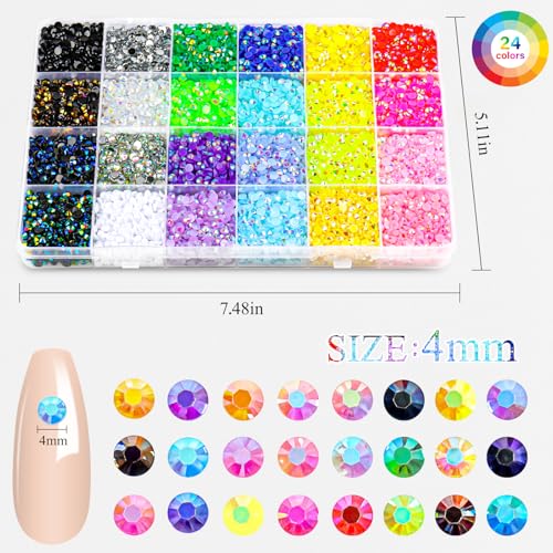 24 Colours Bedazzling Kit with Glue, 22000Pcs 3mm Resin Flatback Rhinestone, Bedazzle Kit Comes with a Full Set of Tools, Bedazzling Gems for Nail Art Crafting Book Makeup Clothing Shoes Diamond Art