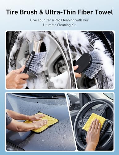AstroAI Car Wash Brush, Long Handle Mop with Rotating Head, Cleaning Kit