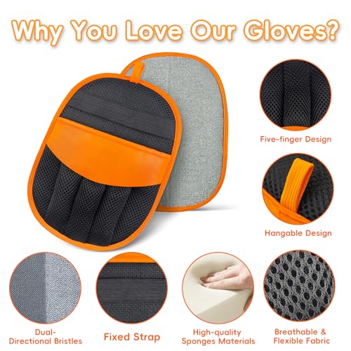 YOSEPATI Magic Brush Pet Hair Removal Glove, 2 Pack Electrostatic Grooming Remover Glove for Dog and Cat, Pet Hair Remover, Fur Remover for Furniture, Clothing, Carpet & Car Seat