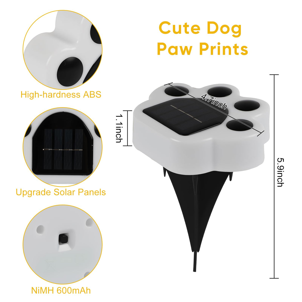 Solar Paw Print Lights 4 Pack, Outdoor Waterproof Solar Garden Lights, Lawn Patio Pathway Decorative Lights, Pet Dog Lovers Gifts for Women Mom Mother's Day (Cool White)