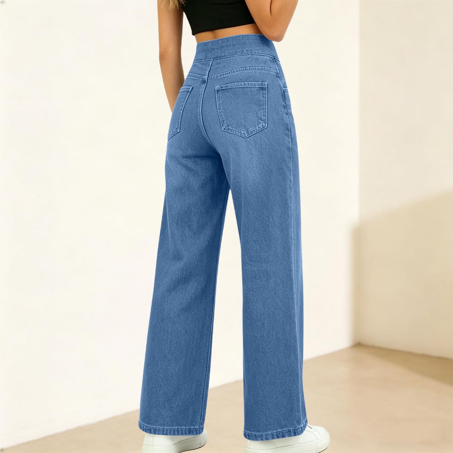 Jeans for Women Wide Leg High Waisted Baggy Trendy Straight Leg Loose Palazzo Denim Pants with Pockets 2026 Fashion Blue Medium