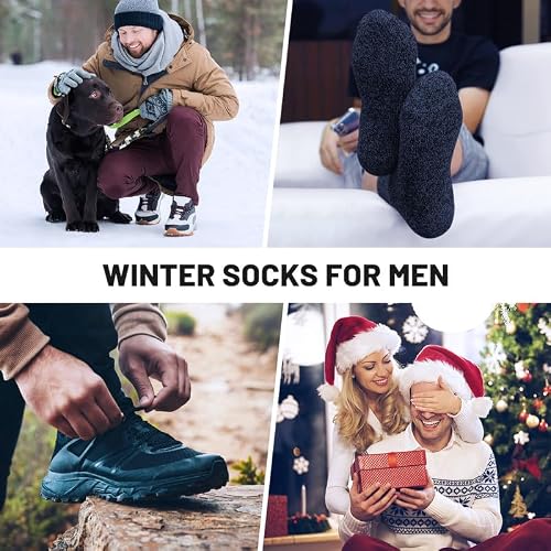 SIMIYA 5 Pairs Merino Wool Socks Extra Thick for Winter Cold Weather