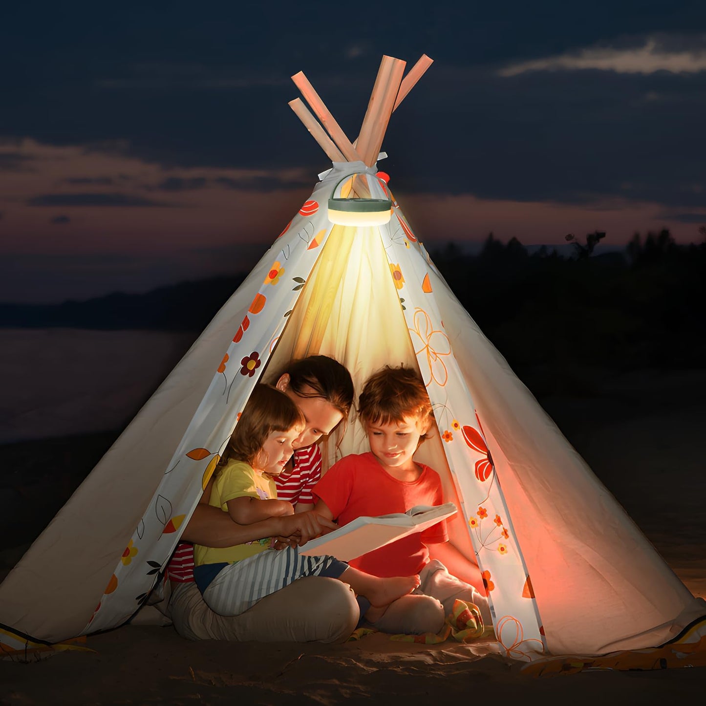 HELESIN 6 in 1 Camping String Lights Outdoor, Waterproof Retractable Portable Stowable String Light with 8 Lighting Modes, USB Rechargeable Tent Lights for Camping, Hiking, Yard, RV (Warm Light)