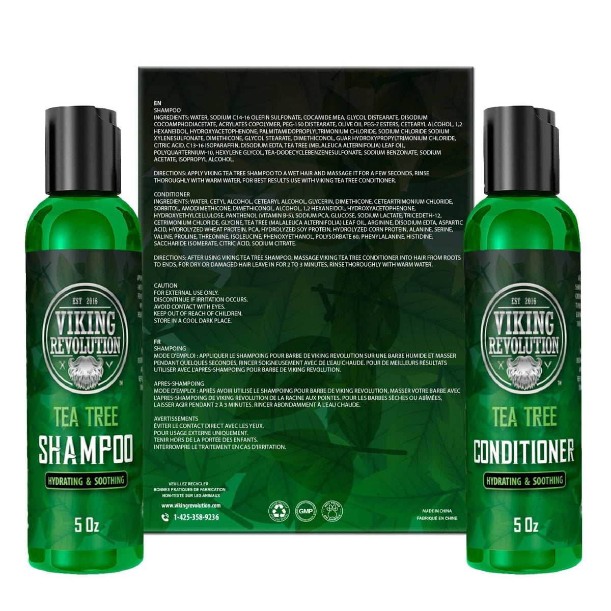 Viking Revolution Tea Tree Shampoo Men + Conditioner 5 fl oz (150ml) - Mens Shampoo W/Tea Tree Oil - Tea Tree Shampoo And Conditioner