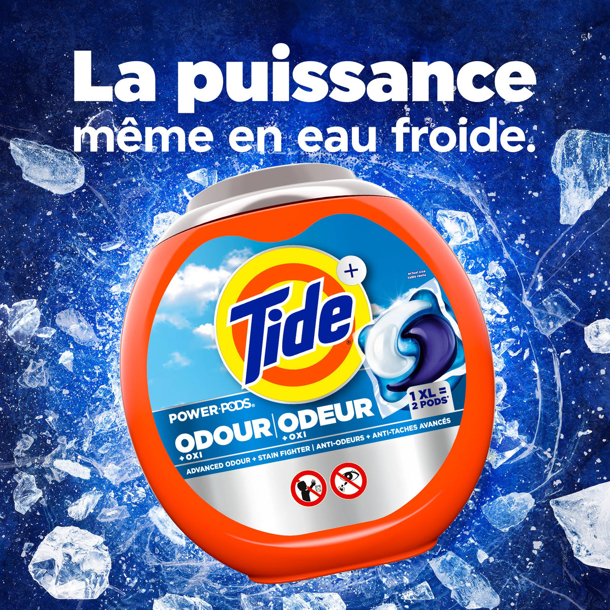 Tide Odour + Oxi Laundry Detergent Pacs, Original Scent, Advanced Odour + Stain Fighter, laudry soap washing detergent pacs, 25 Count