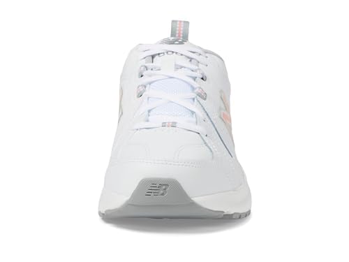New Balance Women's 608 V5 Casual Comfort Cross Trainer, White/Pink, 8.5 M