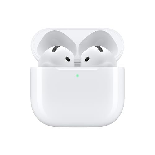 Apple AirPods 4 Wireless Earbuds, Bluetooth Headphones, Personalized Spatial Audio, Sweat- and Water-Resistant, USB-C Charging Case, H2 Chip, Up to 30 Hours of Battery Life