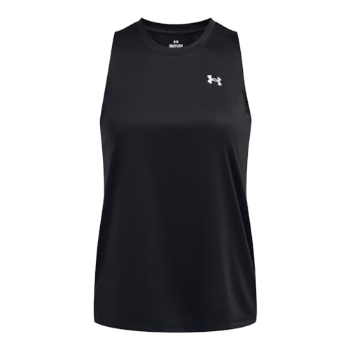 Under Armour Women's Velocity Solid Tank Top, (001) Black / / Metallic Silver, Medium