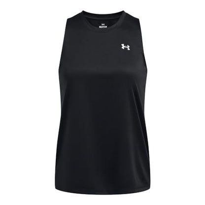 Under Armour Women's Velocity Solid Tank Top, (001) Black / / Metallic Silver, Medium