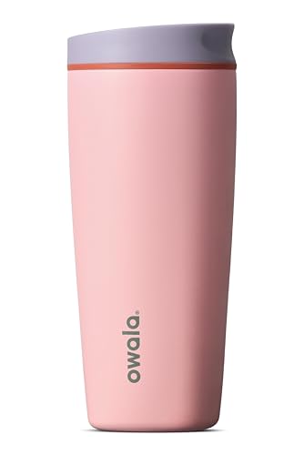 Owala SmoothSip Slider Insulated Stainless Steel Coffee Tumbler, Reusable Iced Coffee Cup, Hot Coffee Travel Mug, BPA Free 20 oz, Sugar High