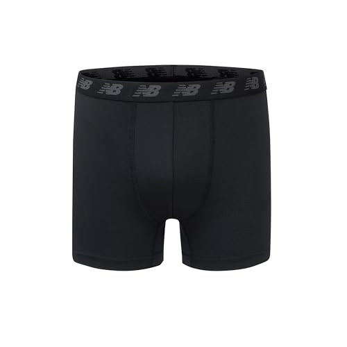 New Balance Boys' 3.5" Underwear, Performance Boxer Briefs (4 Pack), Magnet Print/Team Red/Black/Team Red Print, X-Large