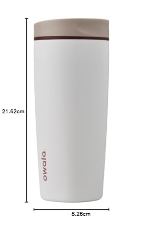 Owala SmoothSip Slider Insulated Stainless Steel Coffee Tumbler, Reusable Iced Coffee Cup, Hot Coffee Travel Mug, BPA Free 20 oz, Vanilla Bean