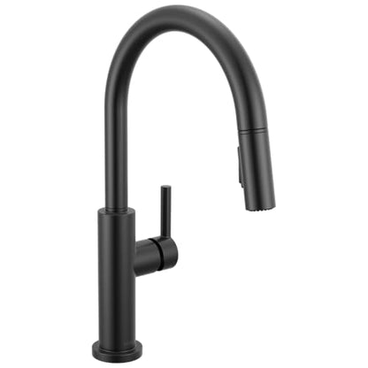 Delta 19867LF-BL Nicoli Single Handle J Spout Kitchen Faucet in Matte Black