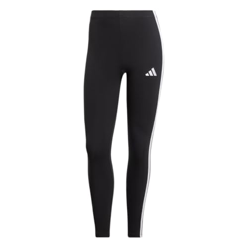 adidas Women's Essentials 3-Stripes Cotton Leggings, Black/White, Medium