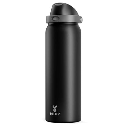 40 oz Insulated Water Bottle for Sports: Meoky Stainless Steel Water Bottle with 2-in-1 Straw and Spout Lid - Leak Proof, Cold for 24 Hours, Protective Silicone Base, BPA-Free for Gym, Night