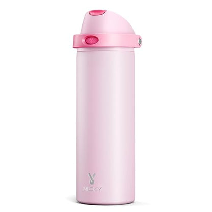 24 oz Insulated Water Bottle for Sports: Meoky Stainless Steel Water Bottle with 2-in-1 Straw and Spout Lid - Leak Proof, Cold for 24 Hours, Fits in Car Cup Holder, BPA-Free for Women Travel, Blush