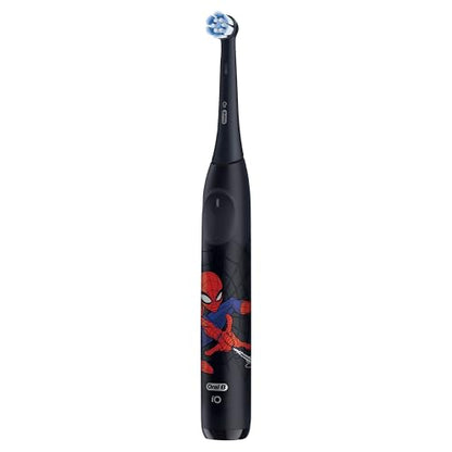 Oral-B iO Kids Rechargeable Electric Powered Toothbrush, Spiderman with 1 Gentle Care Brush Head - Automatic Pressure Sensor to Protect Gums - 3 Cleaning Settings - 2 Min Music Timer - 28 Day Battery Life