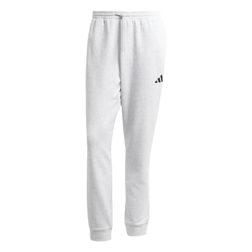 adidas Men's Essentials FeelCozy Fleece Pants, Light Grey Heather/Black