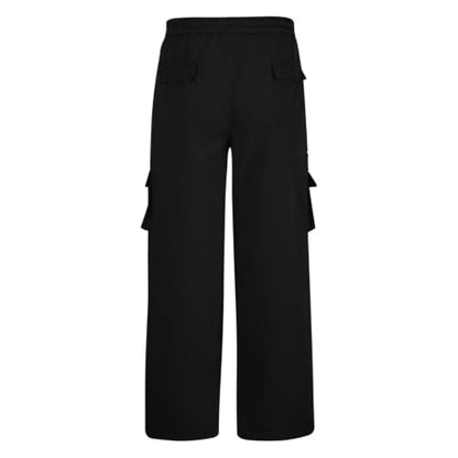 Mens Drawstring Elastic Waist Cargo Pants Straight Leg Casual Pants