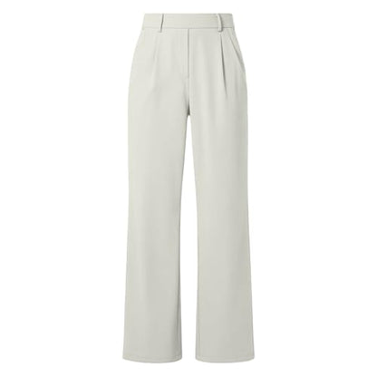 Women's Stretchy Pleated Dress Pants High Waist Wide Leg Work Pants