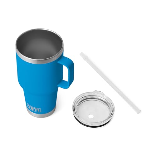 YETI Rambler 35 oz Straw Mug, Vacuum Insulated, Stainless Steel, Big Wave Blue