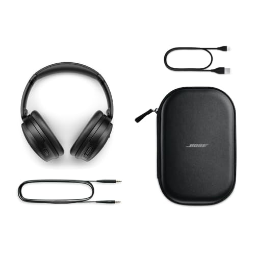 Bose QuietComfort Headphones - Wireless Bluetooth Headphones, Active Over Ear Noise Cancelling and Mic, USB-C Charging, Deep Bass, Up to 24 Hours of Playtime, Black