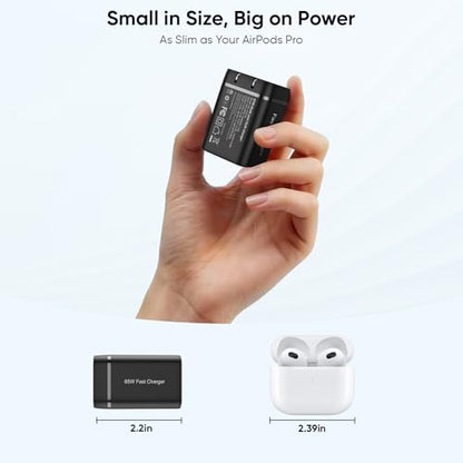 USB C Charger Block, PDMAX 65W, ETL Listed, PPS, Foldable, 6ft Cable