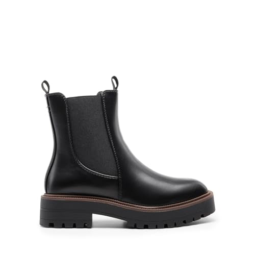 DREAM PAIRS Women's Chelsea Ankle Boots Fall Booties,Black-Pu,7.5