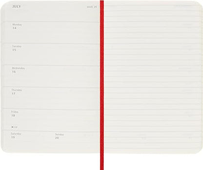 Moleskine Classic 12 Month 2025 Weekly Planner, Soft Cover, Pocket (3.5" x 5.5"), Scarlet Red, 144 pages