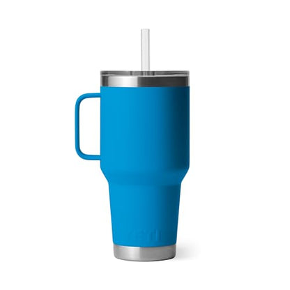 YETI Rambler 35 oz Straw Mug, Vacuum Insulated, Stainless Steel, Big Wave Blue