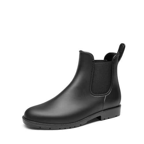 DREAM PAIRS Women's Rain Rubber Boots,Black,10