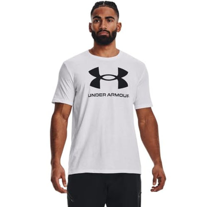 Under Armour Men's Sportstyle Logo Short Sleeve T Shirt, (100) White / / Black, Large