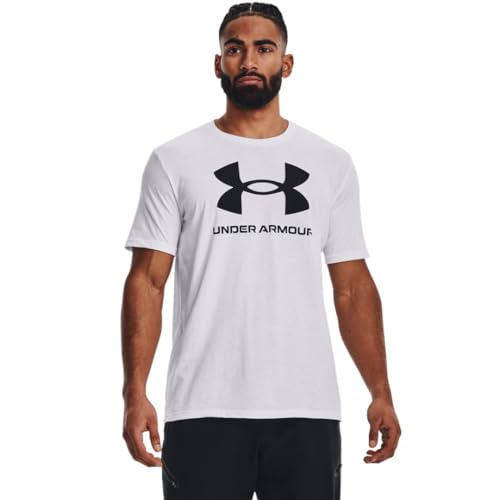 Under Armour Men's Sportstyle Logo Short Sleeve T Shirt, (100) White / / Black, Large