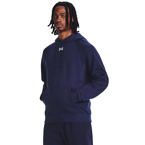 Under Armour Mens Rival Fleece Hoodie, (410) Midnight Navy / / White, Large