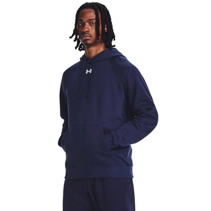 Under Armour Mens Rival Fleece Hoodie, (410) Midnight Navy / / White, Large
