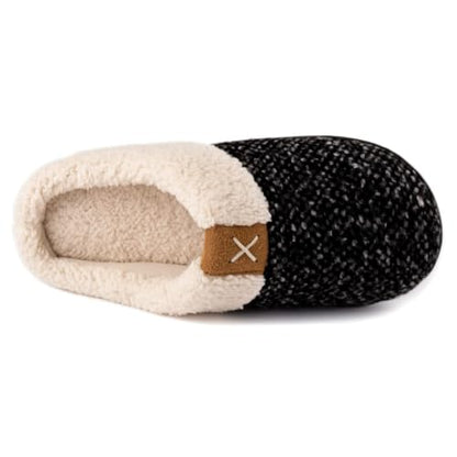 ULTRAIDEAS Women's Cozy Memory Foam Slippers, Dark Black, CA 11-12