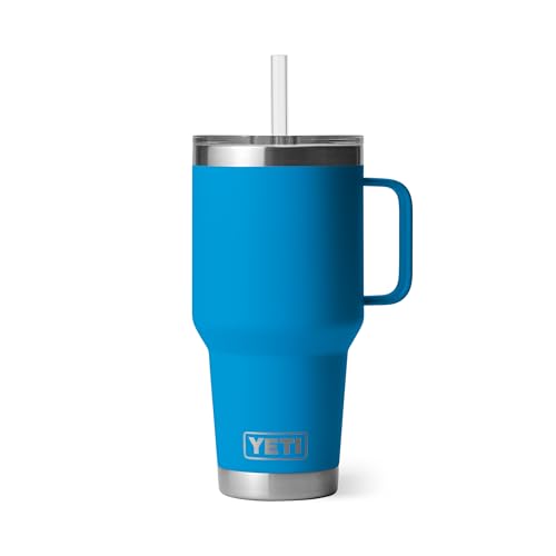 YETI Rambler 35 oz Straw Mug, Vacuum Insulated, Stainless Steel, Big Wave Blue