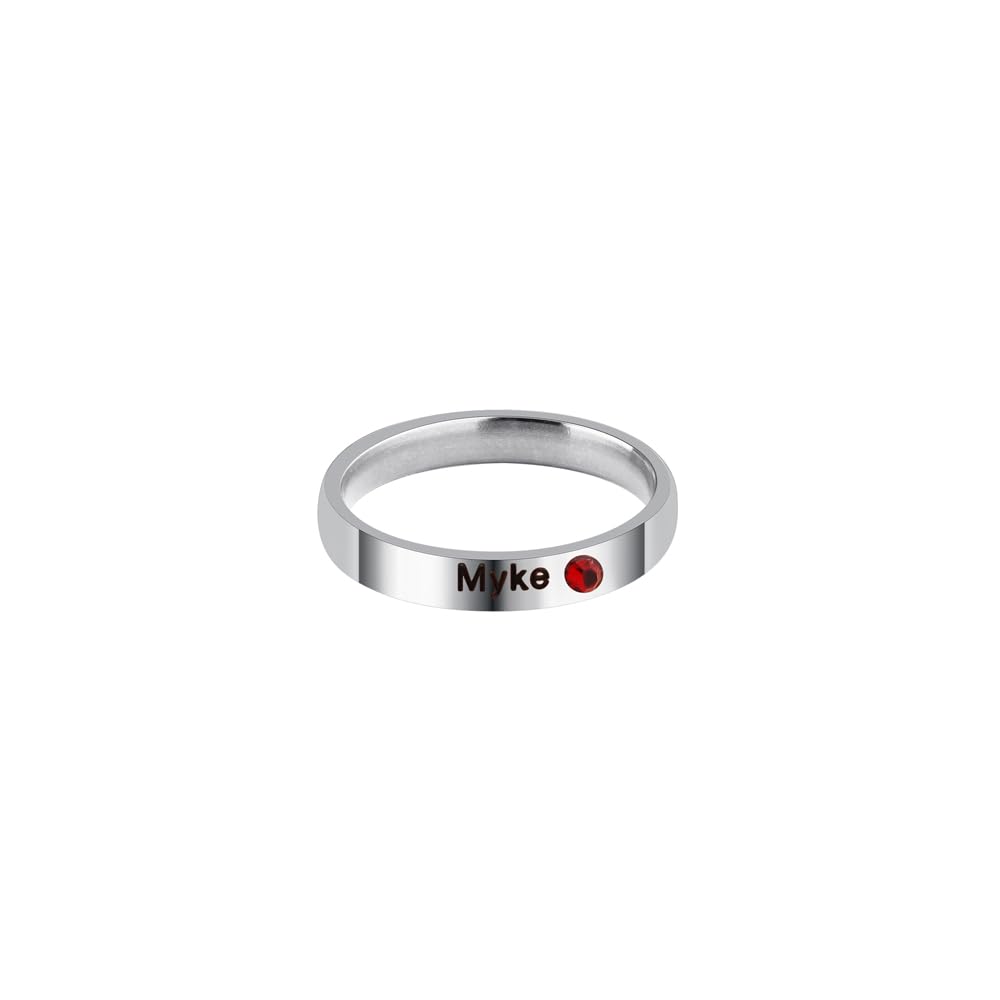 1PCS Custom Name Rings for Friend, Personalized Stacking Ring Engraved Birthstone Dainty Ring for Women Promise Rings for Her (6)