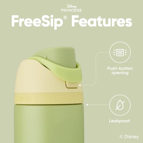 Owala Disney Princess FreeSip Insulated Stainless Steel Water Bottle with Straw for Sports and Travel, BPA-Free Sports Water Bottle, 24 oz, Tiana