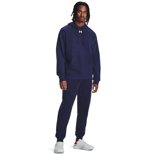 Under Armour Mens Rival Fleece Hoodie, (410) Midnight Navy / / White, Large