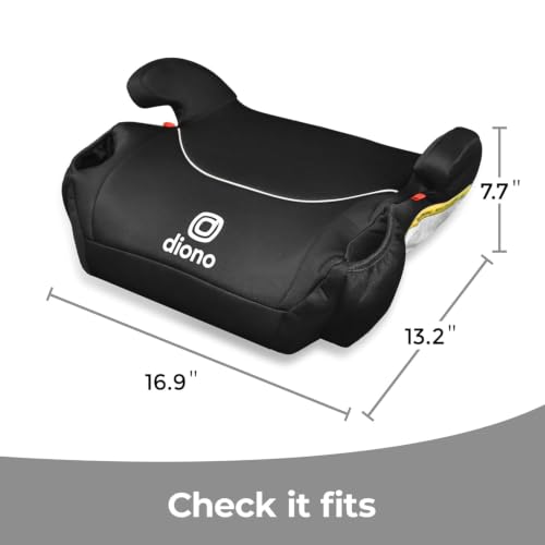 Diono Solana 2022, No Latch, Pack of 2 Backless Booster Car Seats, Lightweight, Machine Washable Covers, Cup Holders, Black Charcoal