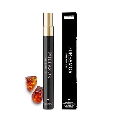 PUREAMOR Pheromone Perfume for Women, Amber Noir Extrait de Parfum - Long Lasting Vanilla Amber Scent, 30% High Concentration, Travel Size Fragrance Spray, 0.4 oz / 12ml