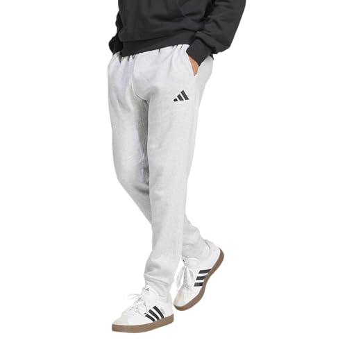 adidas Men's Essentials FeelCozy Fleece Pants, Light Grey Heather/Black