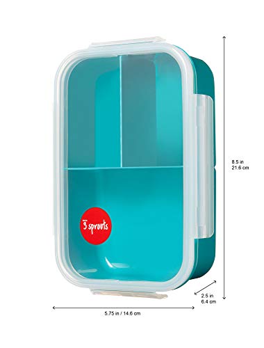 3 Sprouts Kids Bento Lunch Box with 3 Compartments - Portion Sizes for Ages 3 to 7 - Lunch Box for Kids - BPA-Free, Dishwasher Safe, Food-Safe Materials - Bear