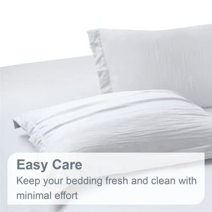 Swift Home Luxury Duvet Cover Set, Ultra Soft, Wrinkle Resistant, All Season Bedding with Zipper Closure & Corner Ties, Easy Care with 1 Duvet Cover,2 Pillow Sham (Double/Queen, White)