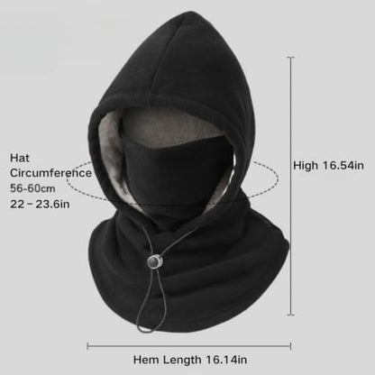 3 in 1 Winter Balaclava Ski Mask Fleece Double Layer Face Cover Hat | Men Women Winter Windproof Warm Hooded Hat, Face Ear, Neck Cover, Adjustable Designed for Skiing, Snowboarding, Outdoor